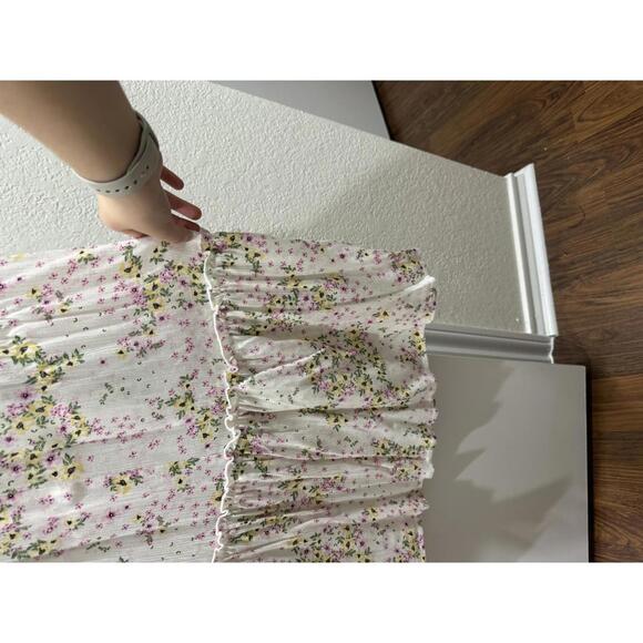 NWT City Vibe Ivory White Floral Puff Sleeve Square Neck Maxi Dress- Size Small - Picture 6 of 9